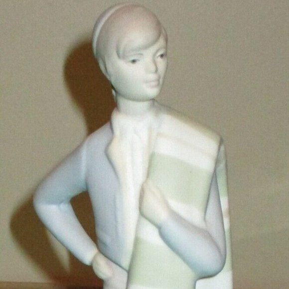 Porceval Spain Unglazed Figurine Porcelain Statue of Man with Blanket Matador? - Picture 5 of 13